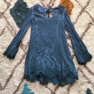Blue dress with lace detail